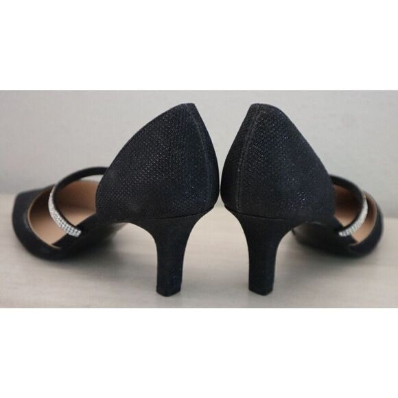 Nina Women Sz 6M Black Textured Metallic Brystol Mid-Heel D'Orsay Pumps - Picture 9 of 10